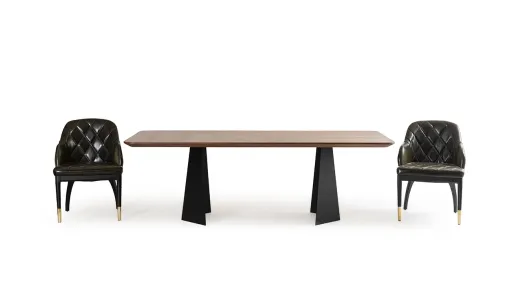 Monaco Metal Ayaklı Ceviz Masa